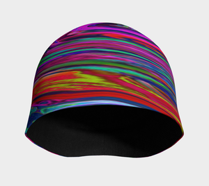 Beanie Hats, Groovy Abstract Retro Magenta Dark Rainbow Swirl