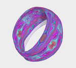 Headbands for Women, Wavy Magenta and Green Trippy Marbled Pattern