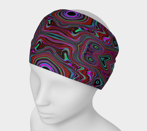 Headband, Trippy Seafoam Green and Magenta Abstract Pattern