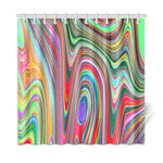 Shower Curtains, Trippy Red, Green and Blue Abstract Groovy Art