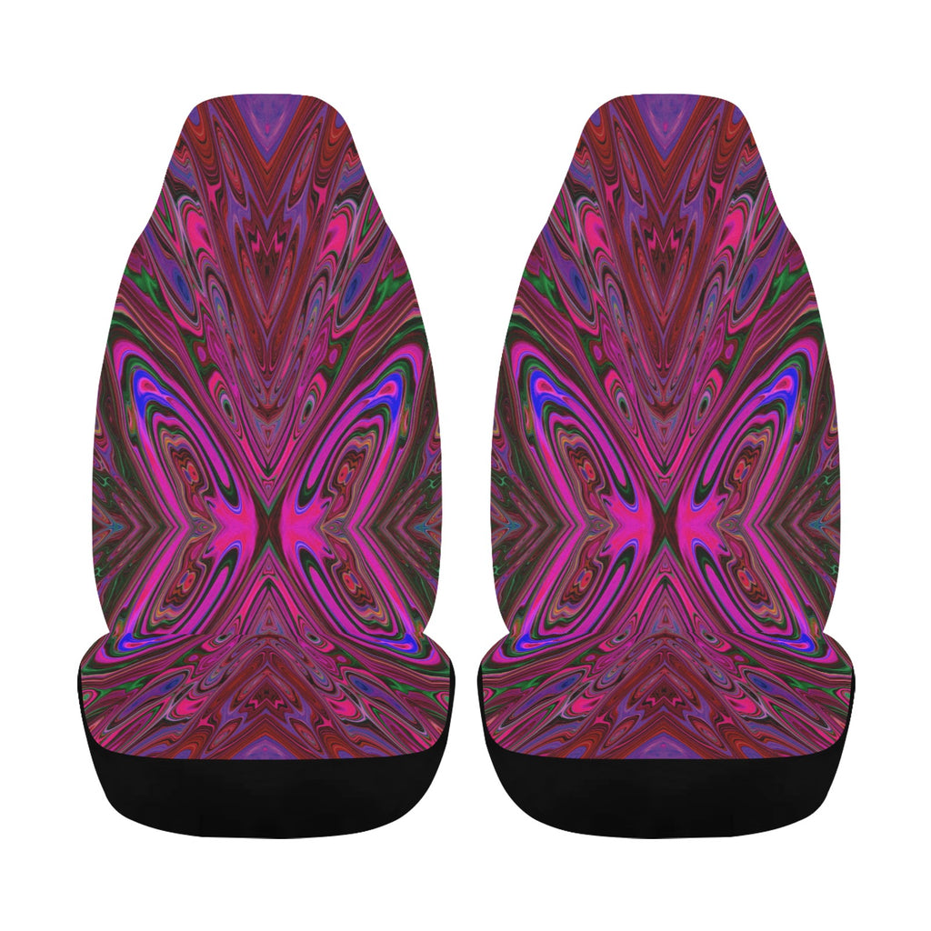 Car Seat Covers, Trippy Hot Pink, Red and Blue Abstract Butterfly