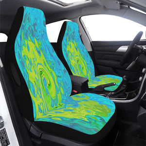 Car Seat Covers, Groovy Chartreuse and Aquamarine Liquid Swirl