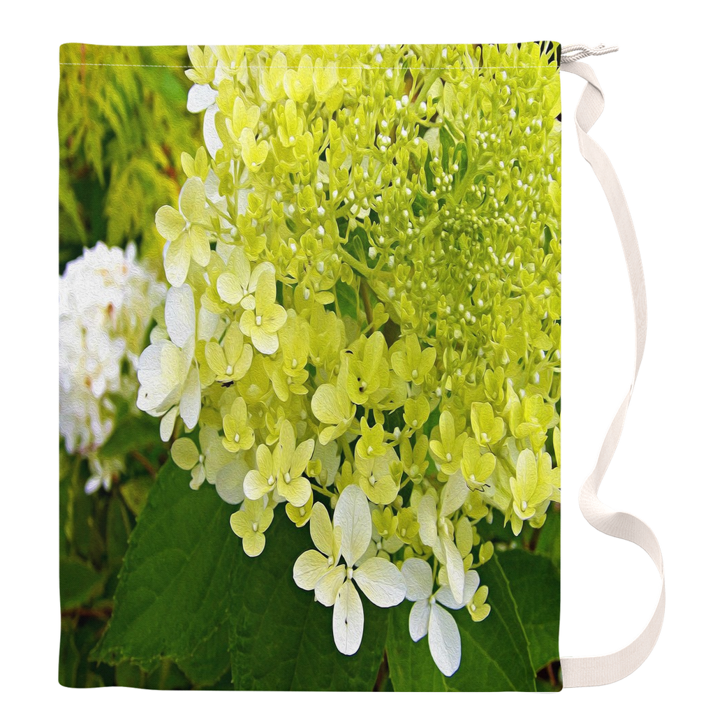 Large Laundry Bags, Elegant Chartreuse Green Limelight Hydrangea