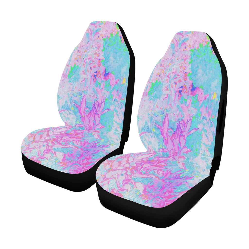 Car Seat Covers, Aqua Blue and Hot Pink Hydrangea Landscape