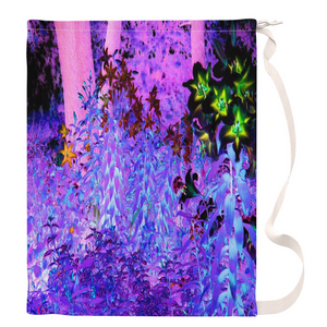 Large Laundry Bags, Spooky Black and Crimson Lily Garden Landscape