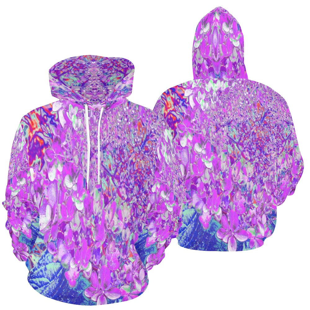 Hoodies for Women, Elegant Purple and Blue Limelight Hydrangea