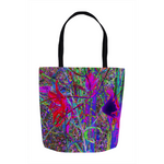 Tote Bags, Psychedelic Abstract Rainbow Colors Lily Garden