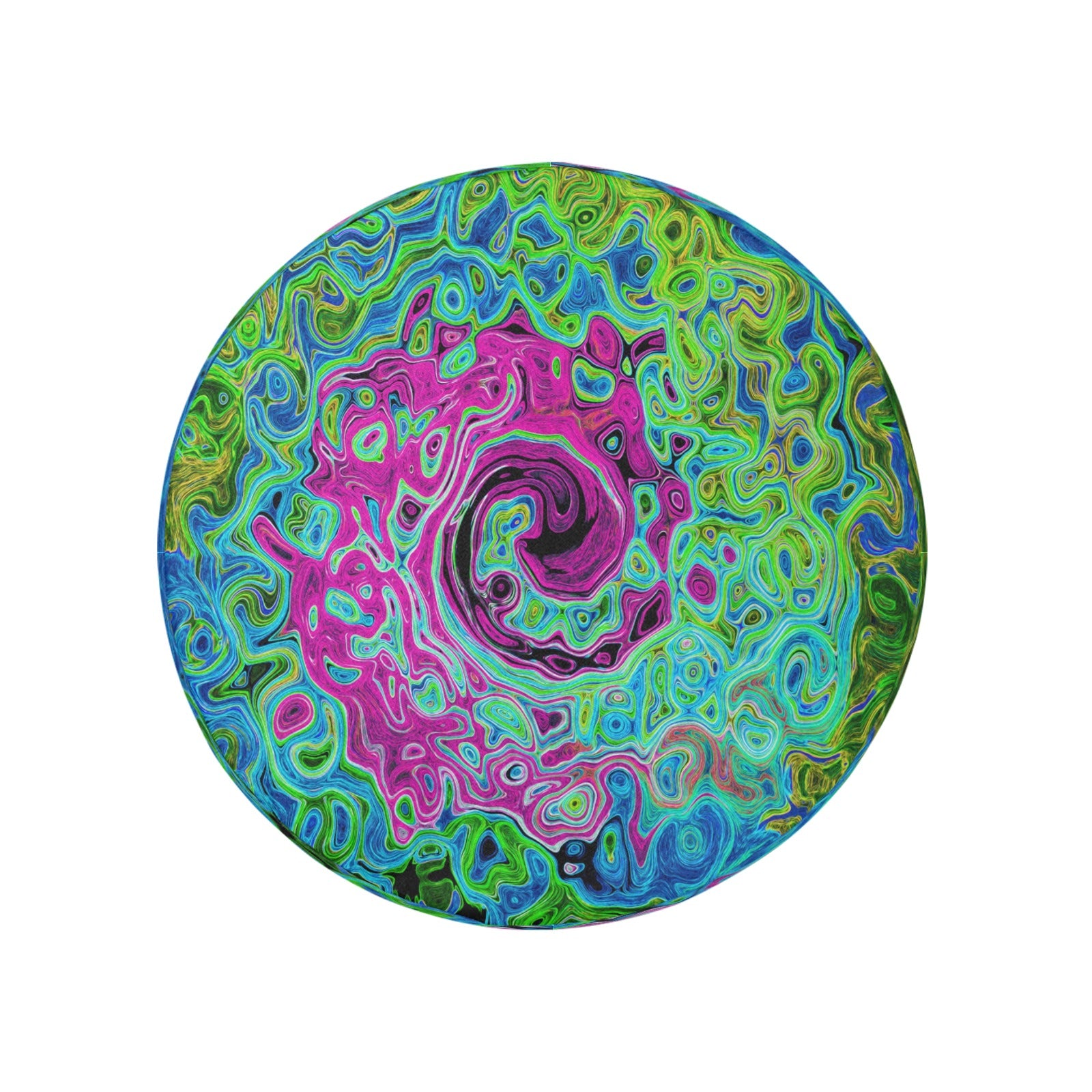 Spare Tire Covers, Hot Pink and Blue Groovy Abstract Retro Liquid Swirl - Medium