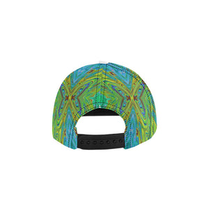 Snapback Hats, Trippy Chartreuse and Blue Abstract Butterfly