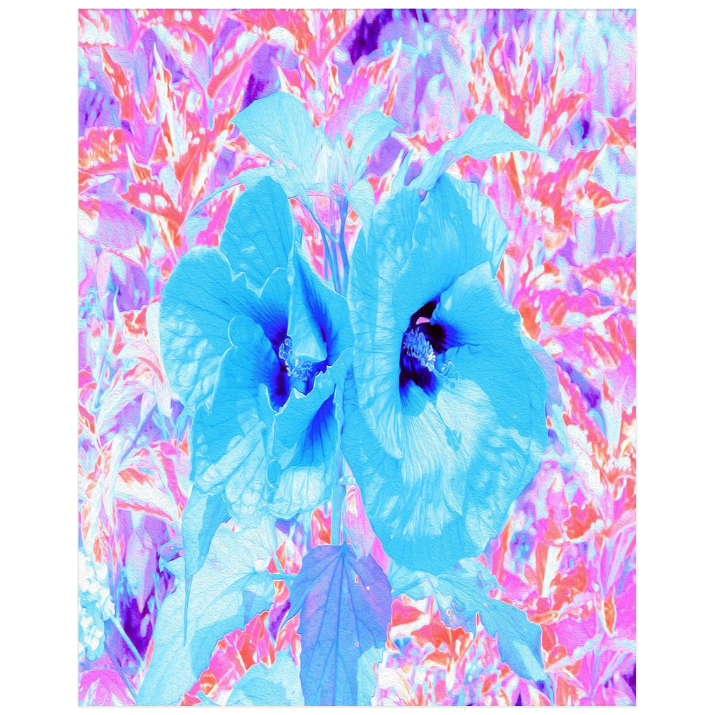 Posters for Girls, Two Cool Blue Plum Crazy Hibiscus on Purple
