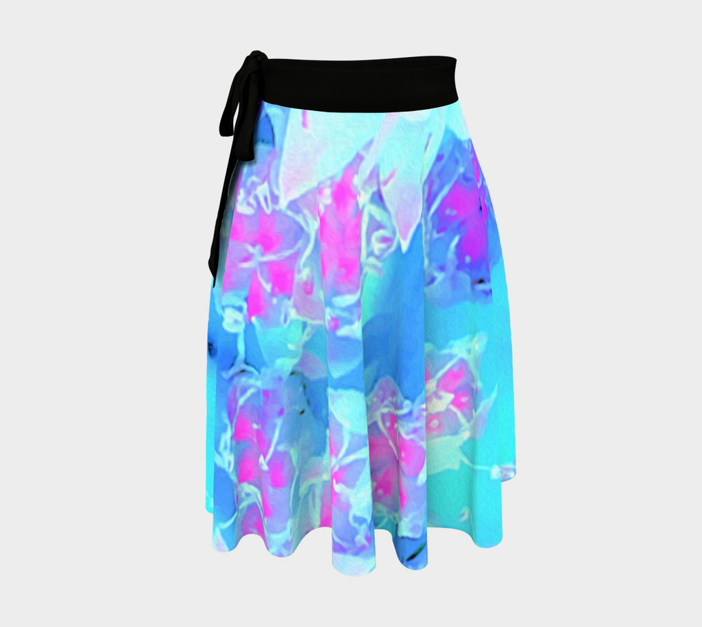 Artsy Wrap Skirt, Blue and Hot Pink Succulent Underwater Sedum