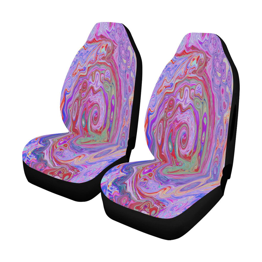 Car Seat Covers, Groovy Abstract Retro Red, Purple and Pink Swirl
