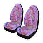 Car Seat Covers, Groovy Abstract Retro Red, Purple and Pink Swirl
