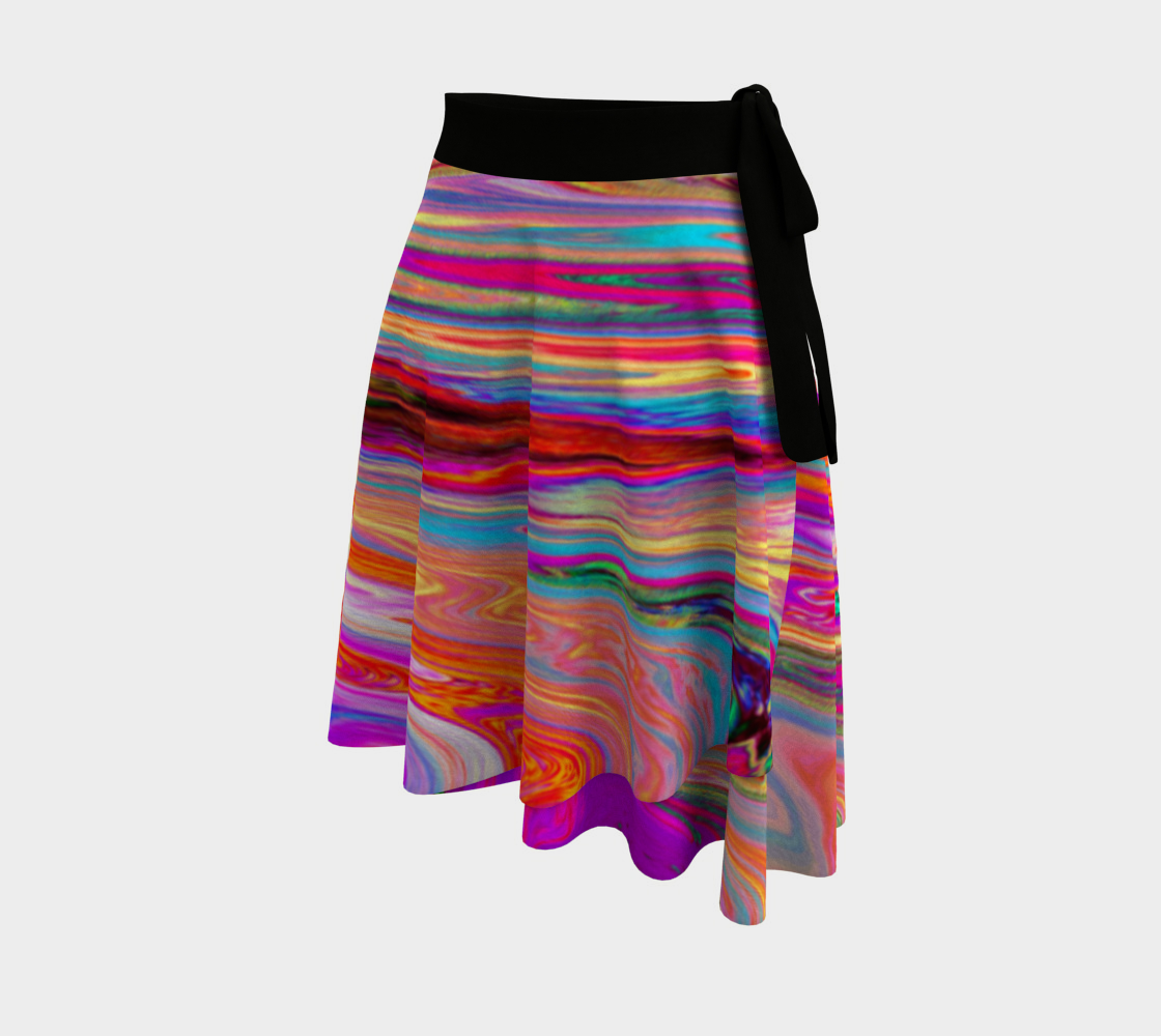 Wrap Skirts for Women, Colorful Rainbow Swirl Retro Abstract Design