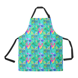 Apron with Pockets, Garden Quilt Painting with Hydrangea and Blues