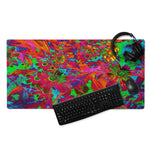 Gaming Mouse Pads, Psychedelic Groovy Red and Green Wildflowers