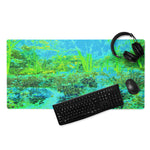 Gaming Mouse Pads, Trippy Lime Green and Blue Impressionistic Landscape