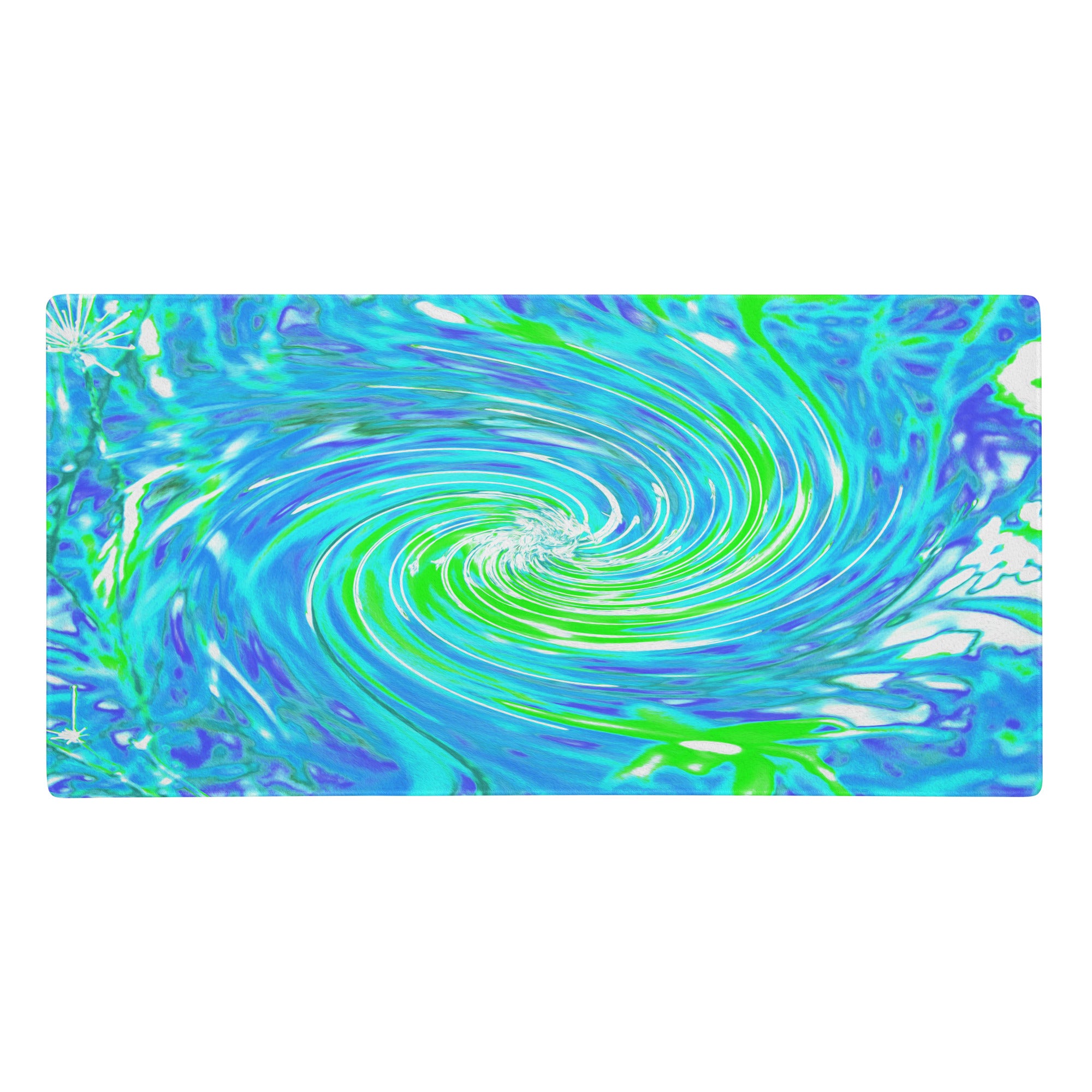 Gaming Mouse Pads, Cool Abstract Retro Aqua and Lime Green Floral Swirl