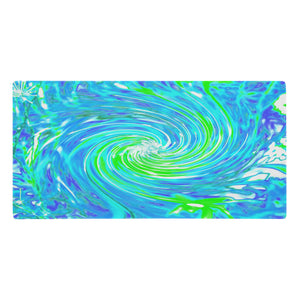 Gaming Mouse Pads, Cool Abstract Retro Aqua and Lime Green Floral Swirl