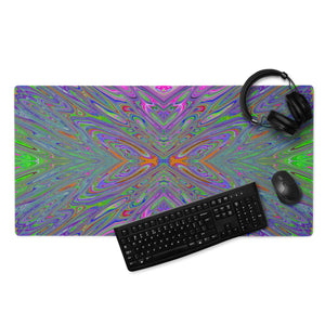 Gaming Mouse Pads, Abstract Trippy Purple, Orange and Lime Green Butterfly