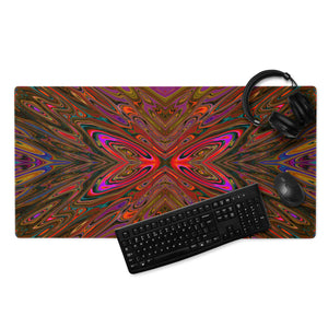 Gaming Mouse Pads, Abstract Trippy Orange and Magenta Butterfly