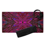 Gaming Mouse Pads, Trippy Hot Pink, Red and Blue Abstract Butterfly