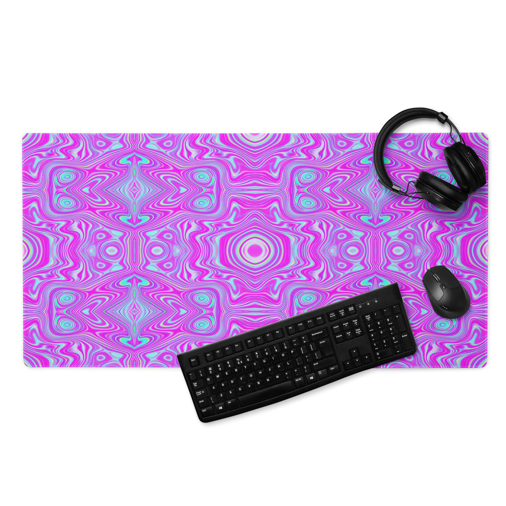 Gaming Mouse Pads, Trippy Hot Pink and Aqua Blue Abstract Pattern