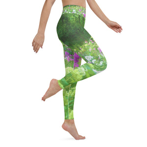 Yoga Leggings, Annabella Hydrangeas and Purple Garden Landscape