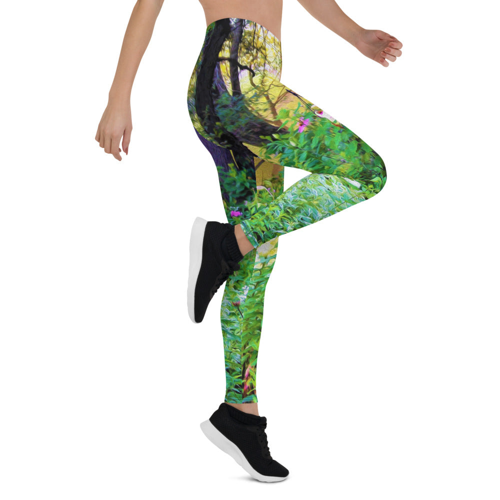 Leggings for Women, Bright Sunrise with Tree Lilies in My Rubio Garden