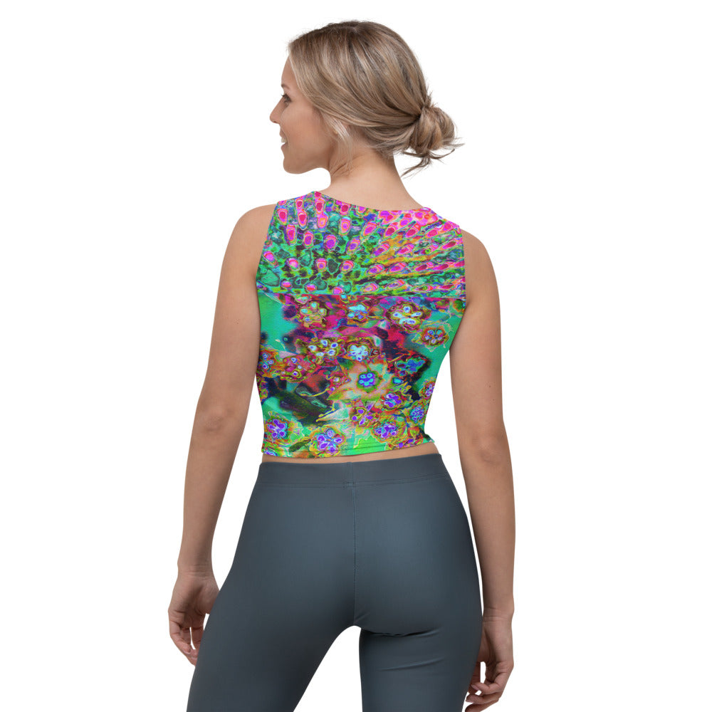 Cropped Tank Top, Psychedelic Abstract Groovy Purple Sedum