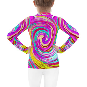 Rash Guard for Kids, Colorful Fiesta Swirl Retro Abstract Design