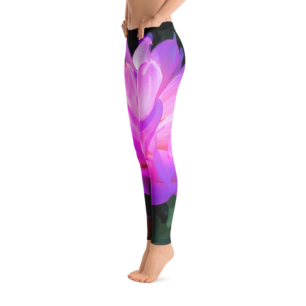 Leggings for Women, Stunning Pink and Purple Cactus Dahlia