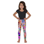 Kid's Leggings, Psychedelic Hot Pink and Lime Green Garden Flowers