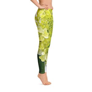 Leggings for Women, Elegant Chartreuse Green Limelight Hydrangea