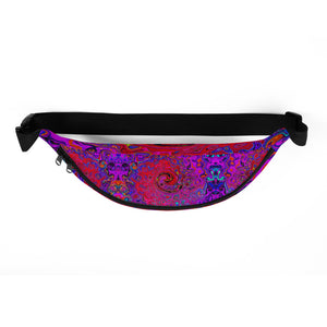 Fanny Packs, Trippy Red and Purple Abstract Retro Liquid Swirl