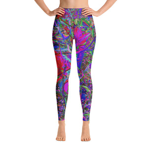 Yoga Leggings for Women, Psychedelic Abstract Rainbow Colors Lily Garden