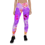 Leggings for Women, Two Purple and Hot Pink Plum Crazy Hibiscus