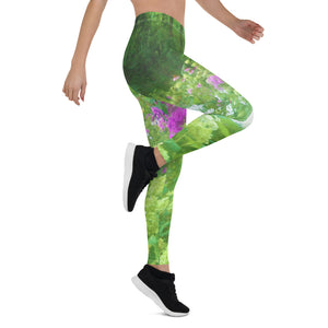 Leggings for Women, Annabella Hydrangeas and Purple Garden Landscape