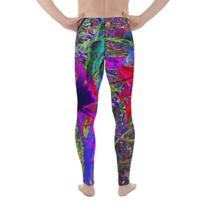 Men's Leggings, Psychedelic Abstract Rainbow Colors Lily Garden