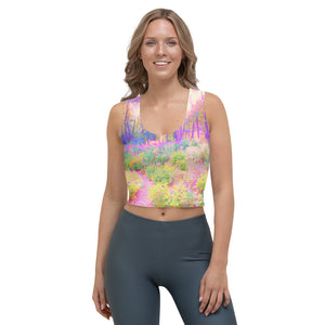 Cropped Tank Top, Illuminated Pink and Coral Impressionistic Landscape