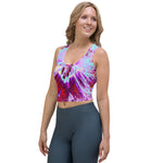 Cropped Tank Top, Abstract Tropical Aqua and Purple Hibiscus Flower