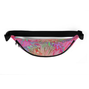 Fanny Pack, Psychedelic Retro Coral Rainbow Hibiscus