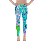 Men's Leggings, Elegant Pink and Blue Limelight Hydrangea