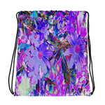 Drawstring Bags, Trippy Purple and Magenta Colorful Wildflowers
