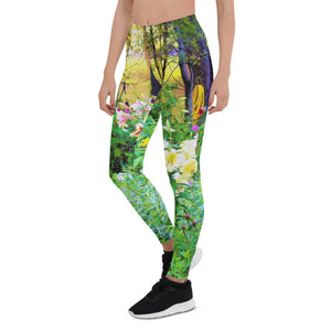 Leggings for Women, Bright Sunrise with Tree Lilies in My Rubio Garden