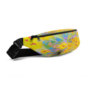 Fanny Pack, Pretty Yellow and Red Flowers with Turquoise