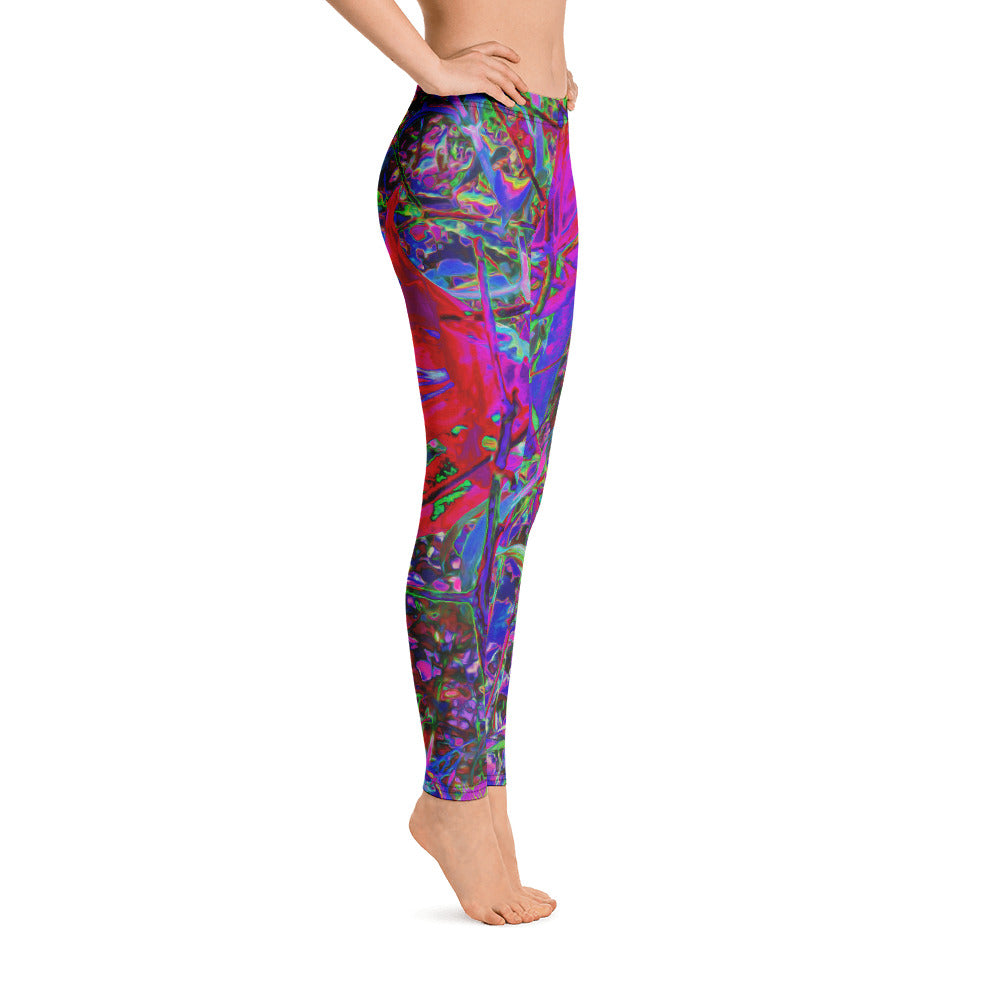 Leggings for Women, Psychedelic Abstract Rainbow Colors Lily Garden