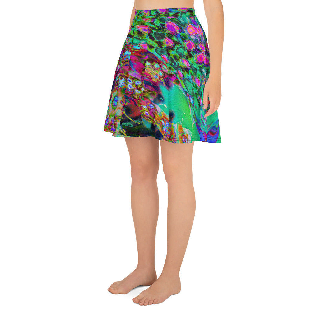 Skater Skirt, Psychedelic Abstract Groovy Purple Sedum