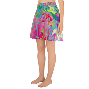 Skater Skirt, Colorful Flower Garden Abstract Collage