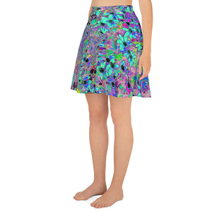 Skater Skirt, Purple Garden with Psychedelic Aquamarine Flowers